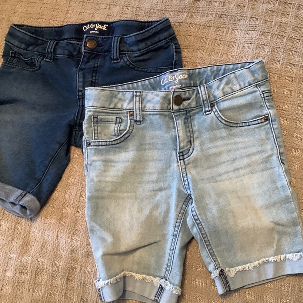 Two girls size medium Cat & Jack long jegging shorts.